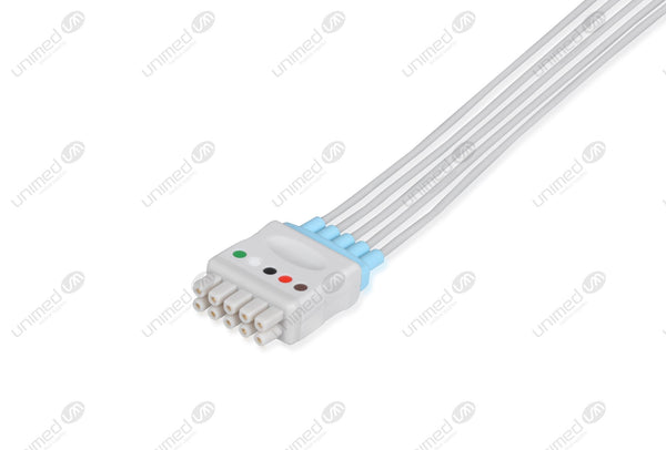 GE/Marquette Compatible Reusable ECG Lead Wire - AHA - 5 Leads Grabber