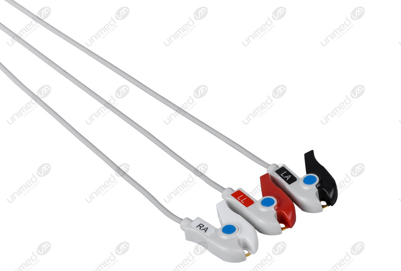 GE Vivid Compatible Reusable ECG Lead Wire - AHA - 3 Leads Grabber