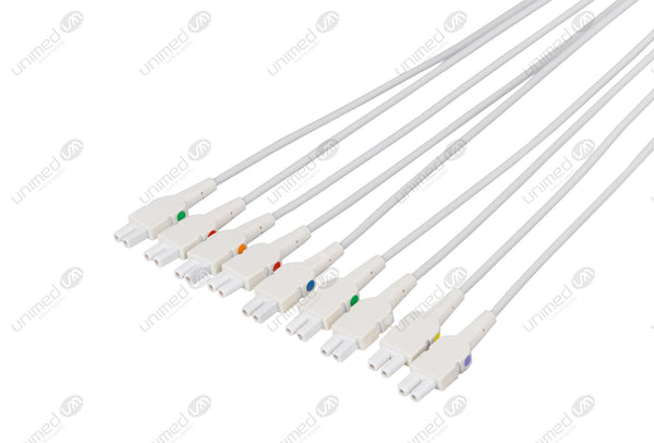 GE CAM 14 Compatible EKG Lead Wire - AHA - Without Adapters 10 Leads