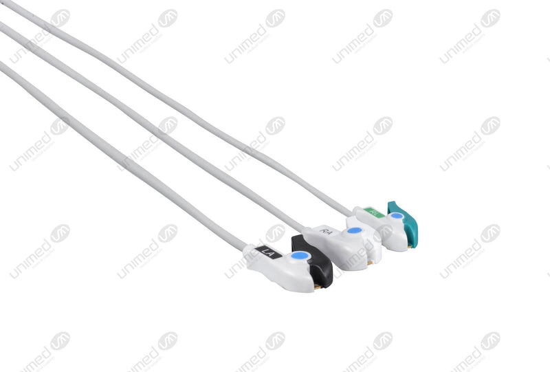 GE/Marquette Compatible Reusable ECG Lead Wire - AHA - 3 Leads Grabber