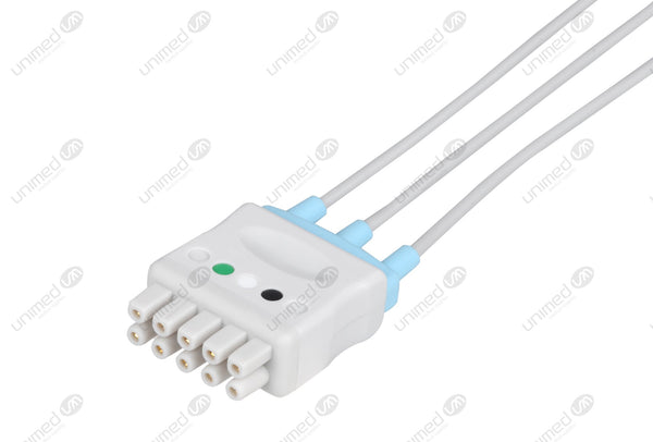 GE/Marquette Compatible Reusable ECG Lead Wire - AHA - 3 Leads Snap