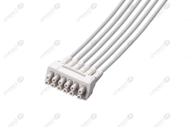 GE/Marquette Compatible Reusable ECG Lead Wire - AHA - 6 Leads Snap