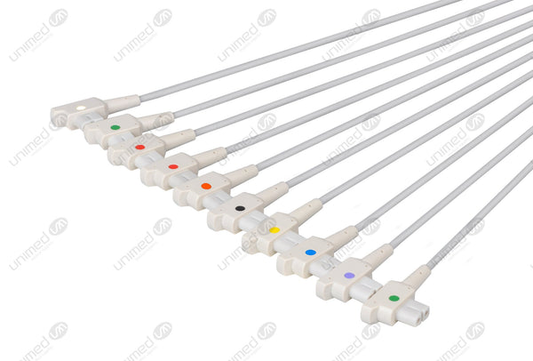 GE/Marquette Compatible Diagnostic ECG Cardiography shielded - AHA - 10 Leads 4mm Banana