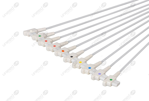 GE/Marquette Compatible Diagnostic ECG Cardiography shielded - AHA - 10 Leads 3mm Needle
