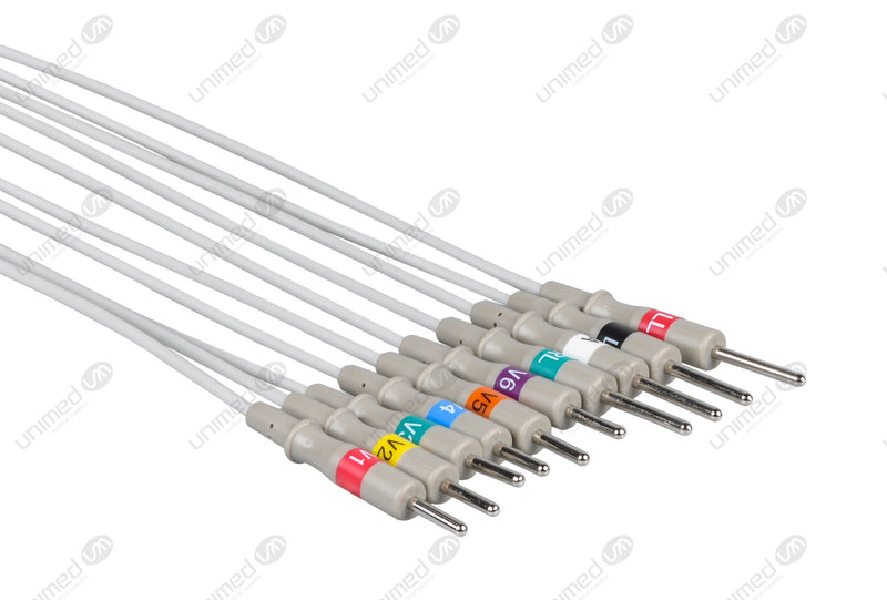 GE/Marquette Compatible Diagnostic ECG Cardiography shielded - AHA - 10 Leads 3mm Needle