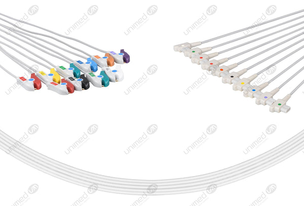 GE/Marquette Compatible Diagnostic ECG Cardiography shielded 10 Leads Grabber
