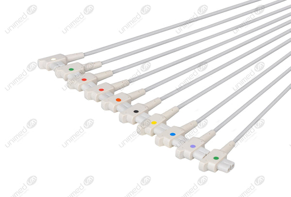 GE/Marquette Compatible Diagnostic ECG Cardiography shielded - AHA - 10 Leads Grabber
