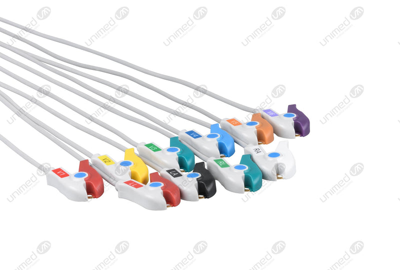 GE/Marquette Compatible Diagnostic ECG Cardiography shielded - AHA - 10 Leads Grabber
