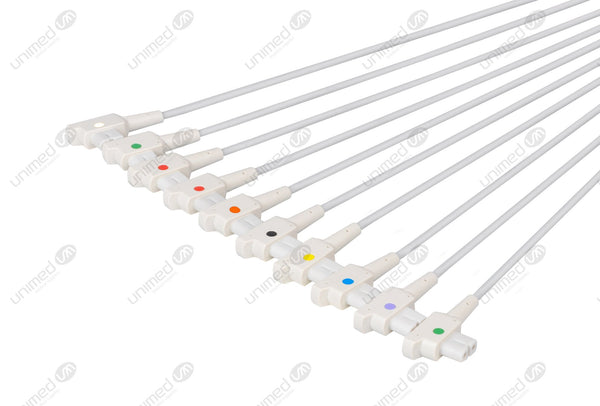 GE/Marquette Compatible Diagnostic ECG Cardiography shielded - AHA - 10 Leads Snap