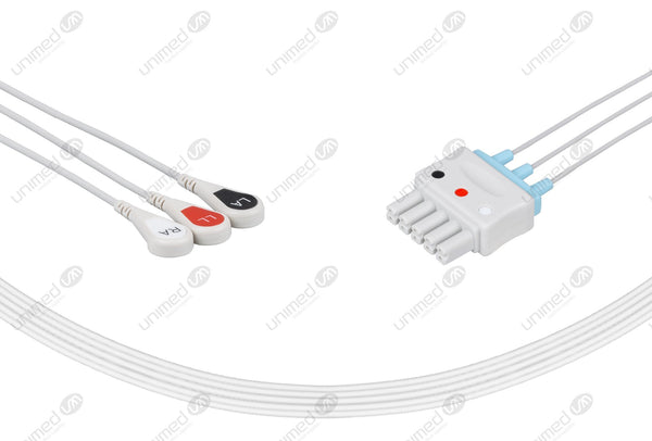Mindray Compatible Reusable ECG Lead Wires 3 Leads Snap