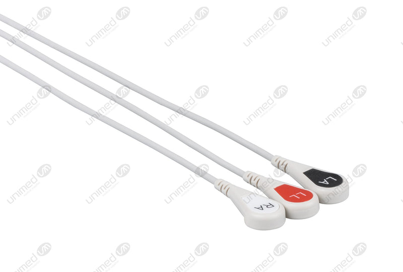 Mindray Compatible Reusable ECG Lead Wire - AHA - 3 Leads Snap