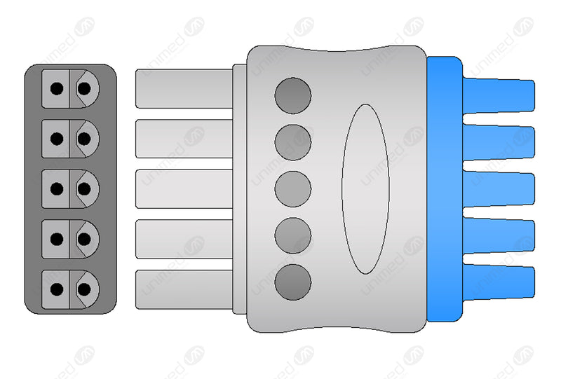 Mindray Compatible Reusable ECG Lead Wire - AHA - 5 Leads Grabber
