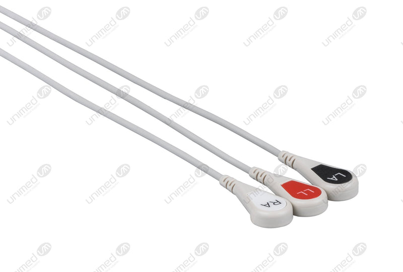 Mindray Compatible Reusable ECG Lead Wire - AHA - 3 Leads Snap