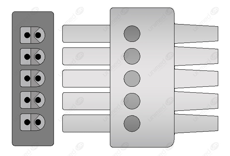 Mindray Compatible Individual Set Lead Wire - AHA - 5 Leads Snap