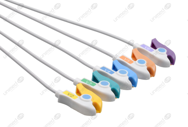 GE/Marquette V Compatible Reusable ECG Lead Wire - AHA - 5 Leads Grabber
