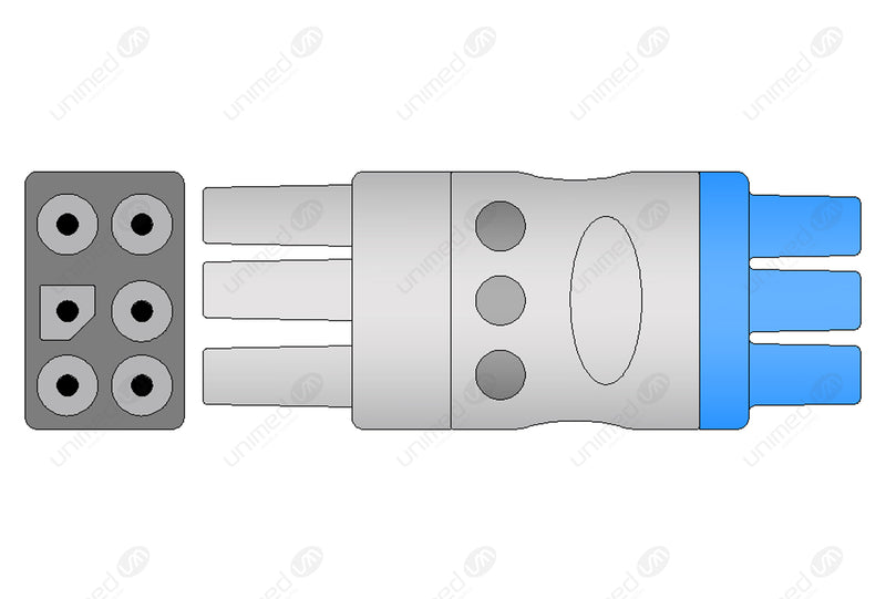 NEC YCE205 Compatible Reusable ECG Lead Wire - AHA - 3 Leads Snap
