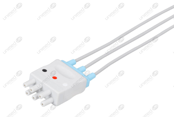 Nihon Kohden BR-019 Compatible Reusable ECG Lead Wire - AHA - 3 Leads Snap