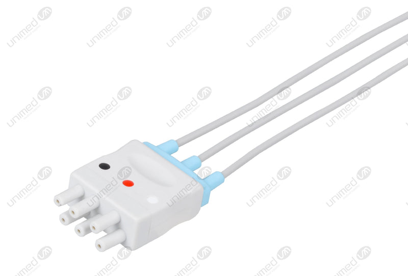 Nihon Kohden BR-019 Compatible Reusable ECG Lead Wire - AHA - 3 Leads Snap