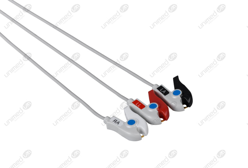 Nihon Kohden BR-903 Compatible Reusable ECG Lead Wire - AHA - 3 Leads Grabber
