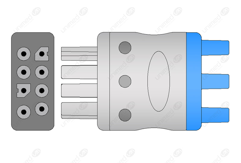 Nihon Kohden BR-903 Compatible Reusable ECG Lead Wire - AHA - 3 Leads Snap