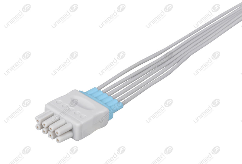 Nihon Kohden BR-906 Compatible Reusable ECG Lead Wire - AHA - 6 Leads Snap