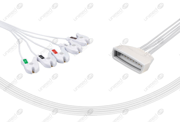 Philips MX40 Compatible Disposable ECG Lead Wires 5 Leads Grabber Box of 10