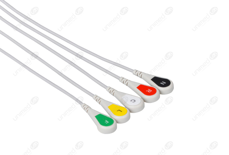 5 Leads Snap for Philips MX40 Compatible Reusable ECG Lead Wire