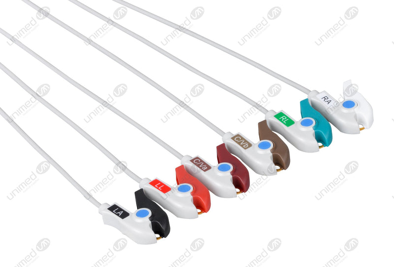 Philips MX40 Compatible Reusable ECG Lead Wire - AHA - 6 Leads Grabber