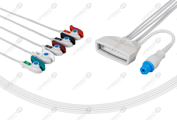 Philips MX40 with SpO2  Compatible Reusable ECG Lead Wires 5 Leads Grabber