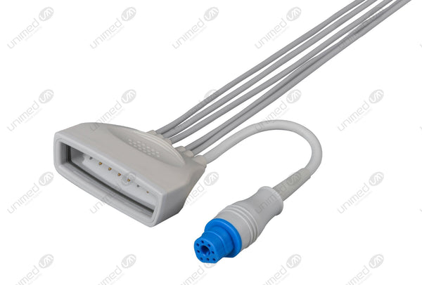 Philips MX40 with SpO2 Compatible Reusable ECG Lead Wire - AHA - 5 Leads Snap