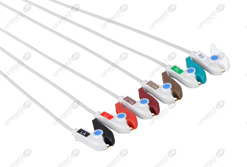Philips MX40 with SpO2  Compatible Reusable ECG Lead Wire - AHA - 6 Leads Grabber