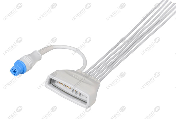 Philips MX40 with SpO2  Compatible Reusable ECG Lead Wire - AHA - 6 Leads Snap