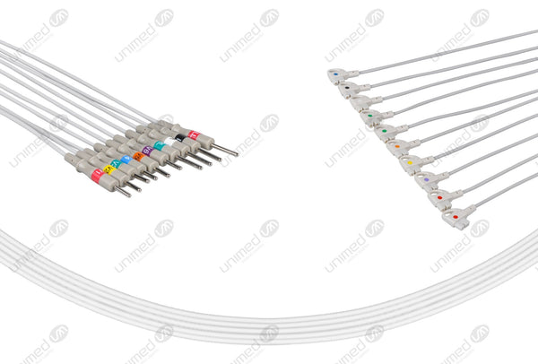 Philips Compatible Diagnostic ECG Cardiography shielded 10 Leads 3mm Needle