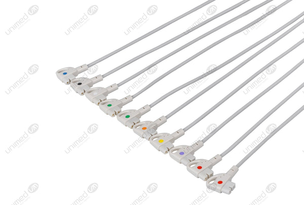 Philips Compatible Diagnostic ECG Cardiography shielded - AHA - 10 Leads 3mm Needle