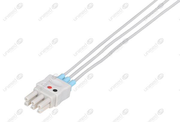 Spacelabs Compatible Reusable ECG Lead Wire - AHA - 3 Leads Snap