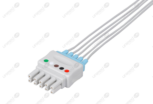 Spacelabs Compatible Reusable ECG Lead Wire - AHA - 5 Leads Grabber
