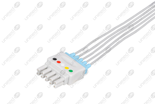 Spacelabs Compatible Reusable ECG Lead Wire - IEC - 5 Leads Snap
