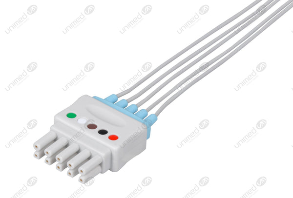 Spacelabs Compatible Reusable ECG Lead Wire - AHA - 5 Leads Snap