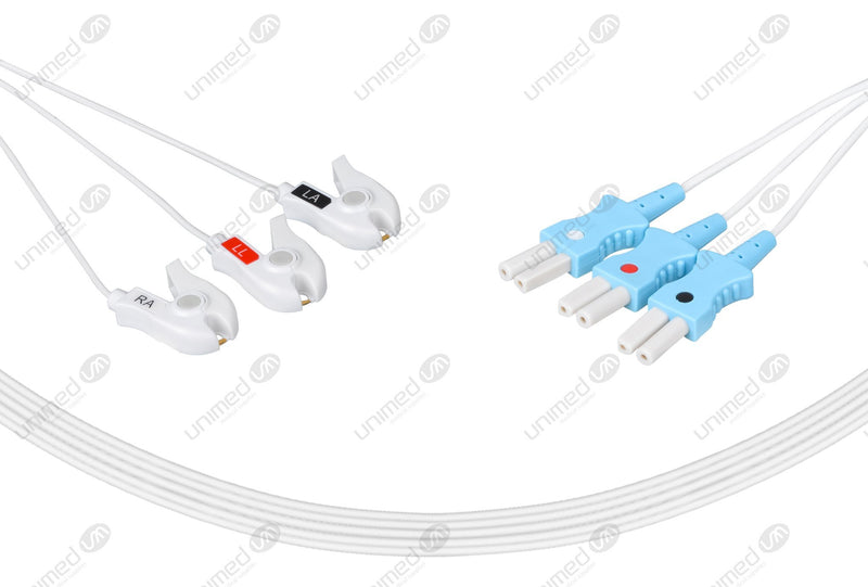 Spacelabs Compatible Disposable ECG Lead Wires 3 Leads Grabber Box of 10