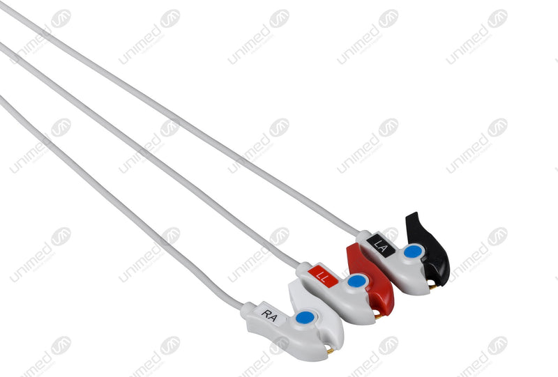 Spacelabs Compatible Reusable ECG Lead Wire - AHA - 3 Leads Grabber