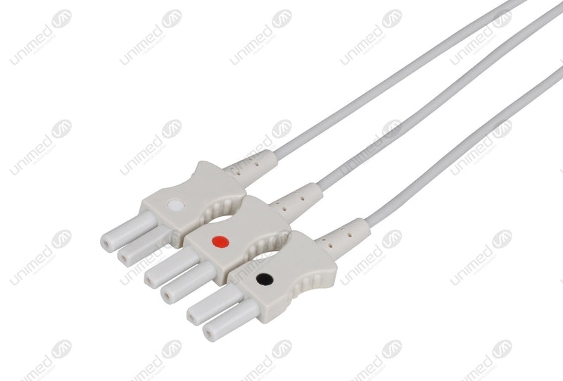 Spacelabs Compatible Reusable ECG Lead Wire - AHA - 3 Leads Snap