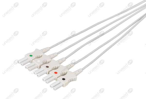 Spacelabs Compatible Reusable ECG Lead Wire - AHA - 5 Leads Grabber