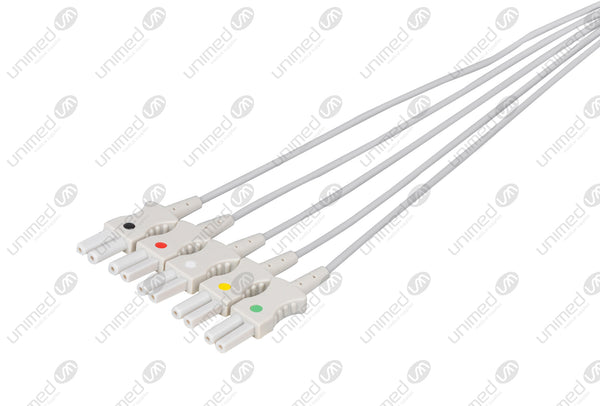 Spacelabs Compatible Reusable ECG Lead Wire - IEC - 5 Leads Snap