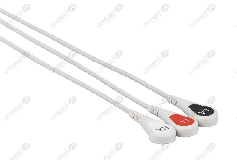 Siemens Compatible Reusable ECG Lead Wire - AHA - 3 Leads Snap with 5 Connectors