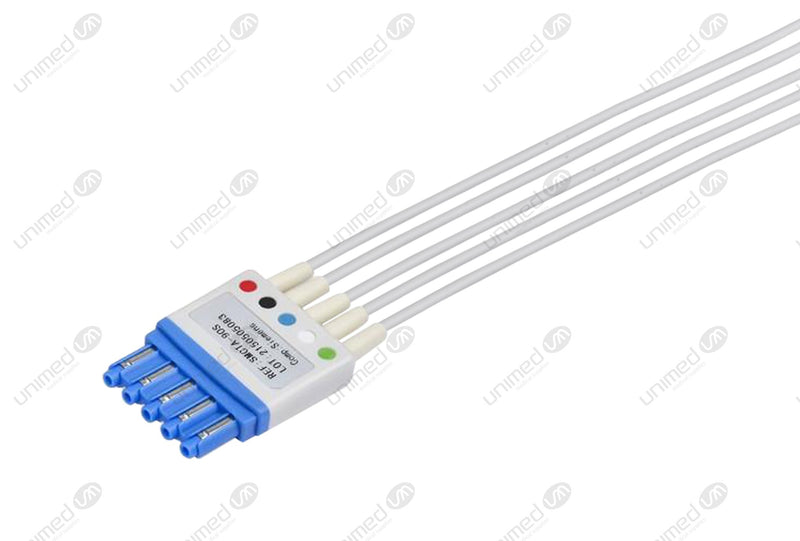 Siemens CT Compatible Reusable ECG Lead Wire - AHA - 5 Leads Grabber