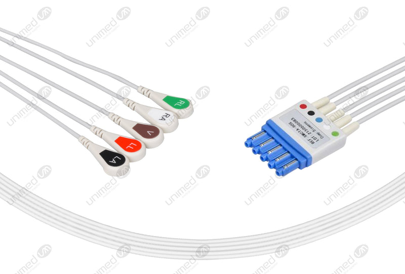 Siemens CT Compatible Reusable ECG Lead Wires 5 Leads Snap