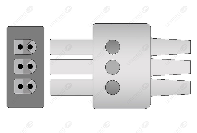Siemens Compatible Reusable ECG Lead Wires - AHA - 3 Leads Snap