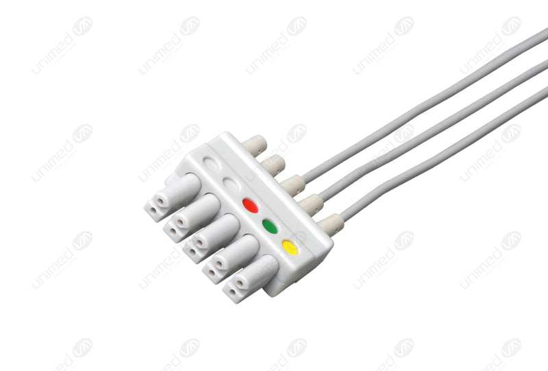 Siemens Compatible Reusable ECG Lead Wires - IEC - 3-Lead Grabber with 5 connectors