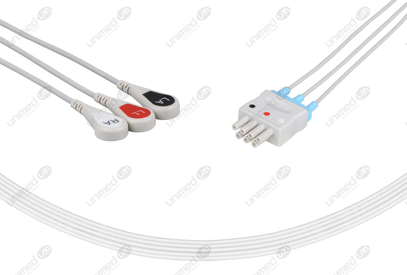 Mindray Compatible ECG Telemetry Cables 3 Leads Snap