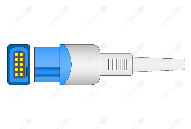 Spacelabs Compatible Reusable SpO2 Sensor 10ft  - Rectangle 10-pin Connector